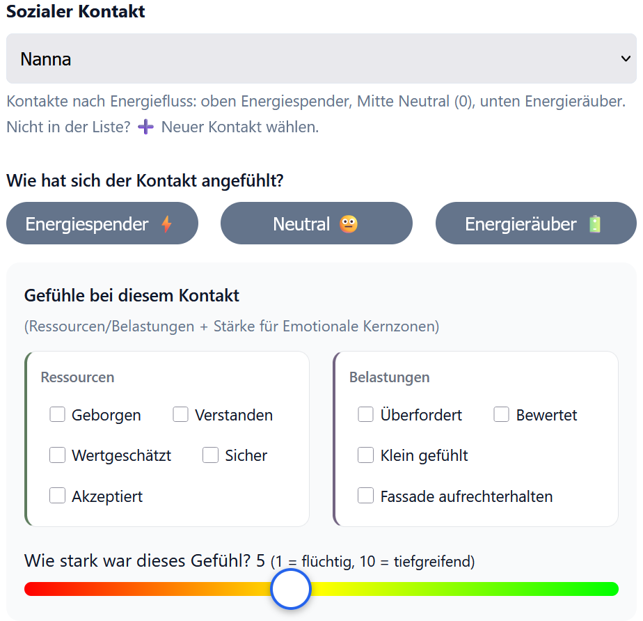 Sozialer Kontakt, Energiespender, Gefühle bei Kontakt